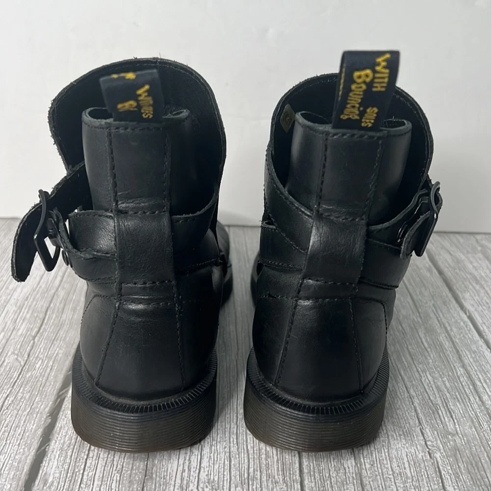 Dr. Martens Joni Ankle Strap Boots Slip On Shoes black leather size 5.5 - Picture 6 of 7